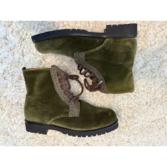Penelope Chilvers Rodriguez Velvet & Leather Boots Moss Green NEW 37 - Picture 5 of 9